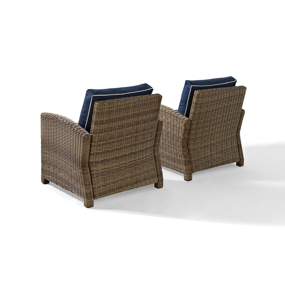 Bradenton 2Pc Outdoor Wicker Armchair Set Navy/Weathered Brown - 2 Armchairs