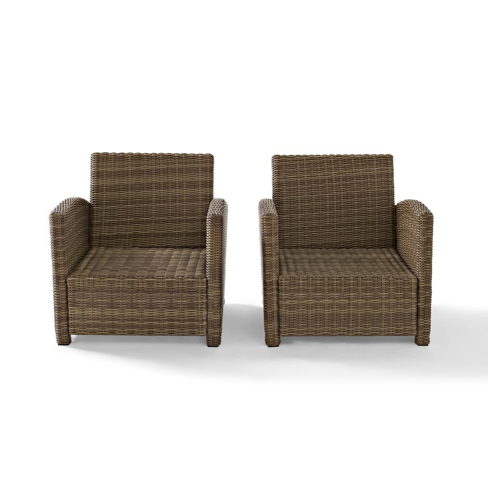 Bradenton 2Pc Outdoor Wicker Armchair Set Navy/Weathered Brown - 2 Armchairs