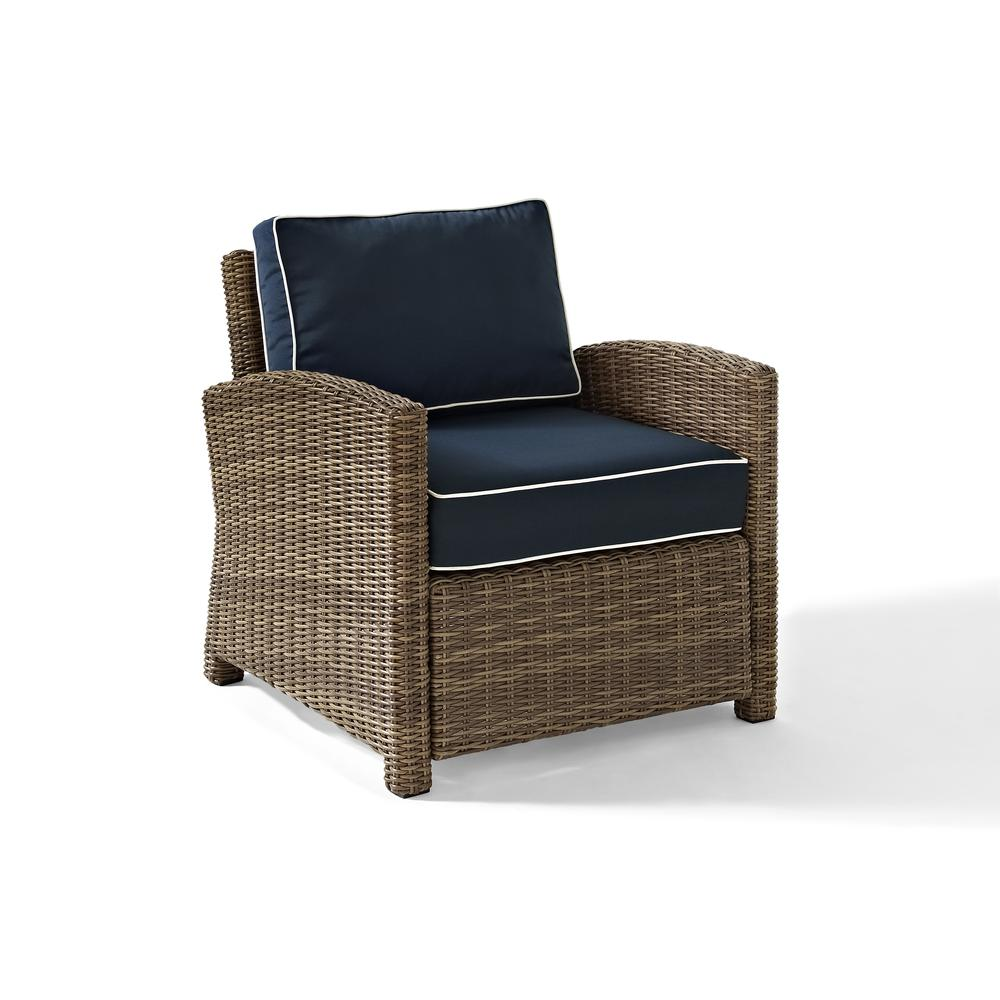 Bradenton Outdoor Wicker Armchair Navy/Weathered Brown