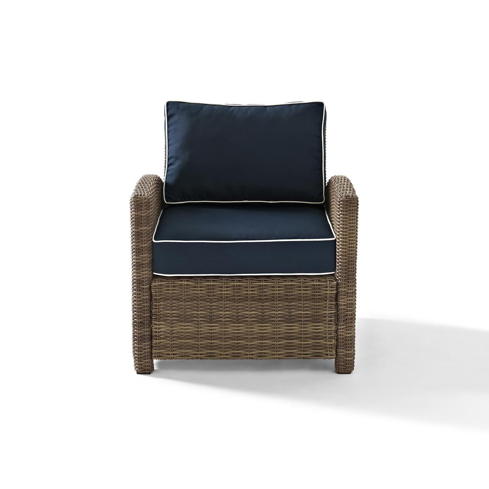 Bradenton Outdoor Wicker Armchair Navy/Weathered Brown