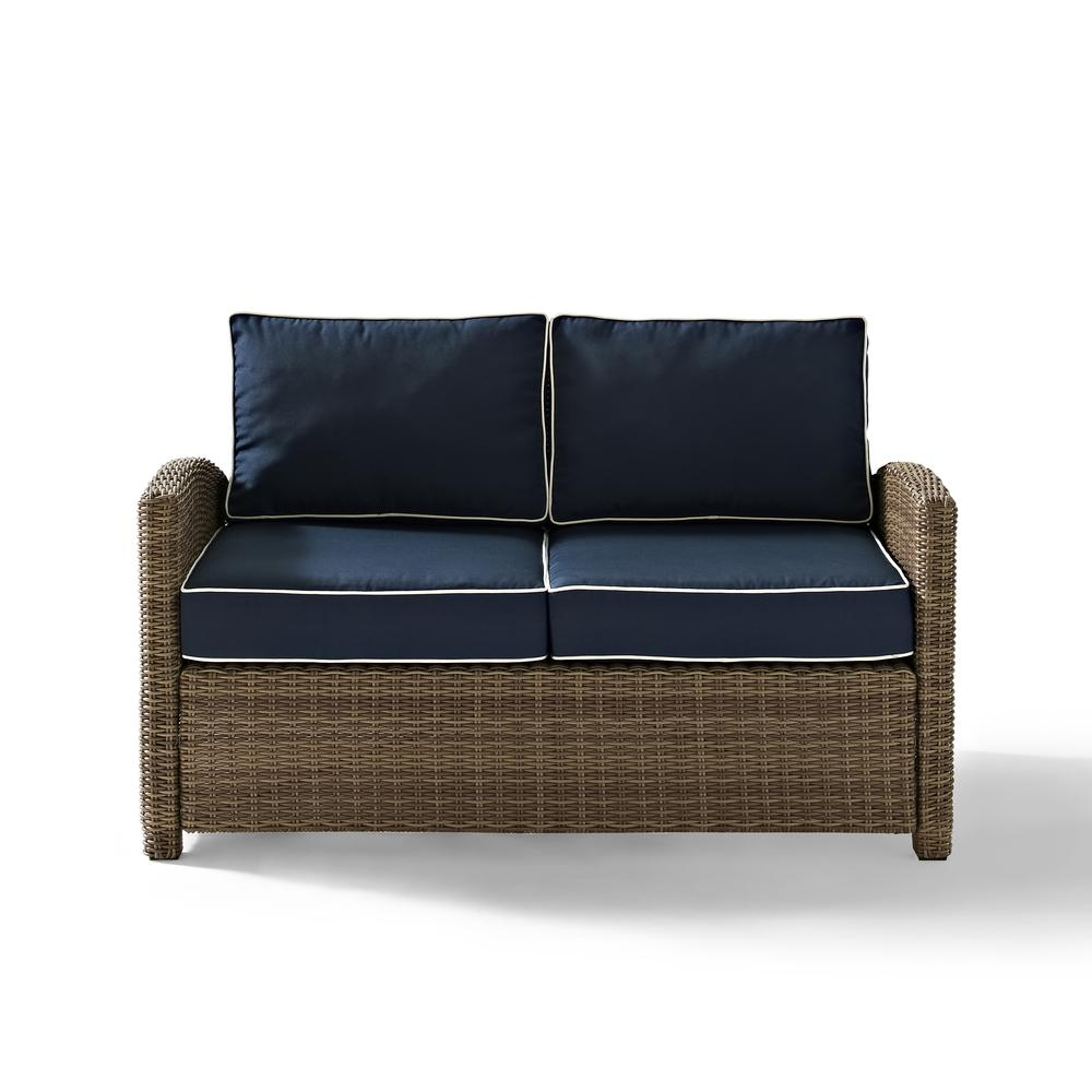 Bradenton 2Pc Outdoor Wicker Conversation Set Navy/Weathered Brown - Loveseat & Coffee Table