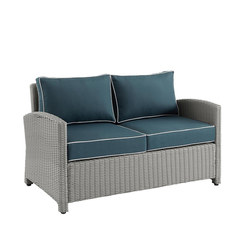 Bradenton Outdoor Wicker Loveseat Navy/Gray