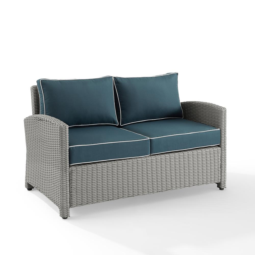 Bradenton Outdoor Wicker Loveseat Navy/Gray