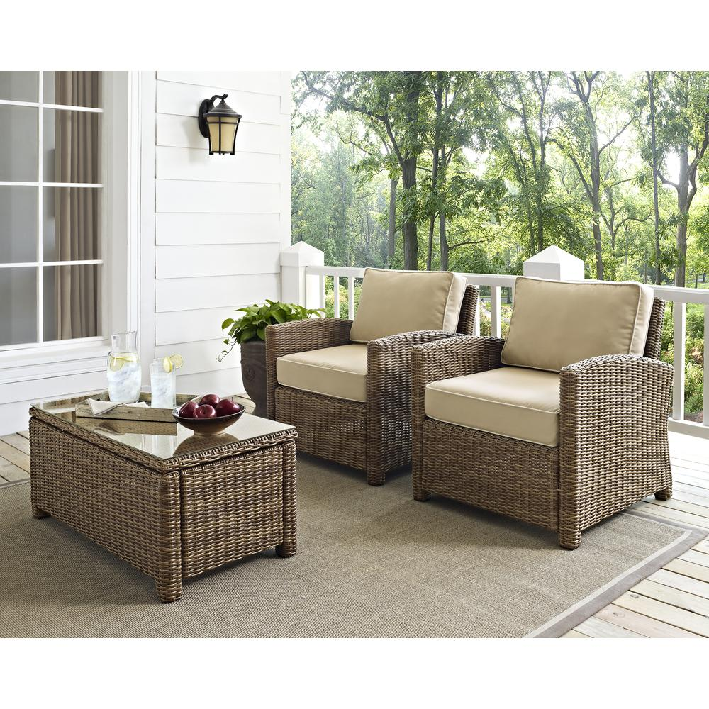 Bradenton 2Pc Outdoor Wicker Armchair Set Sand/Weathered Brown - 2 Armchairs