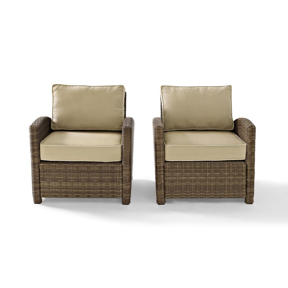 Bradenton 2Pc Outdoor Wicker Armchair Set Sand/Weathered Brown - 2 Armchairs