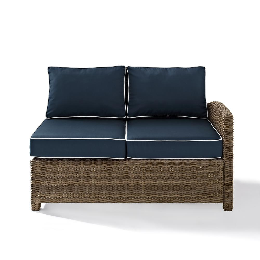 Bradenton Outdoor Wicker Sectional Right Side Loveseat Navy/Weathered Brown