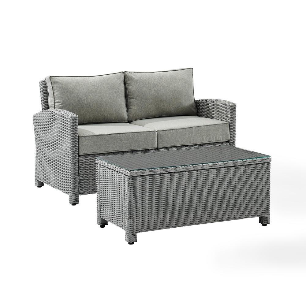 Bradenton 2Pc Outdoor Wicker Conversation Set Gray/Gray - Loveseat & Coffee Table