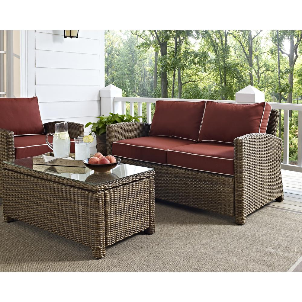 Bradenton Outdoor Wicker Loveseat Sangria/Weathered Brown