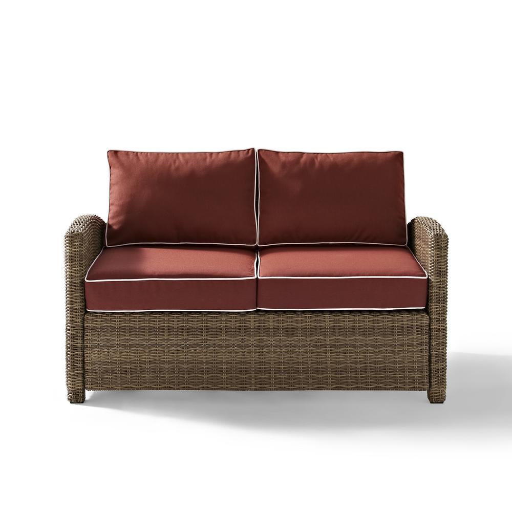 Bradenton Outdoor Wicker Loveseat Sangria/Weathered Brown