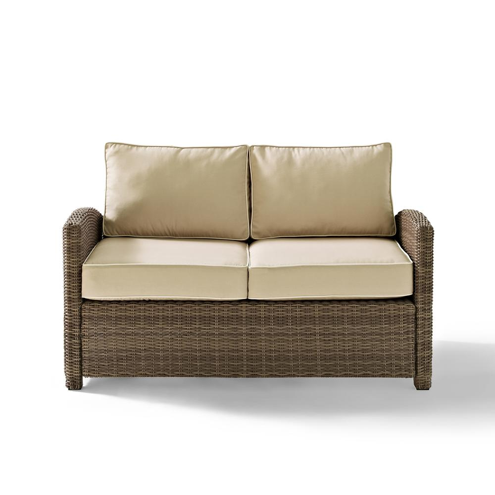 Bradenton Outdoor Wicker Loveseat Sand/Weathered Brown