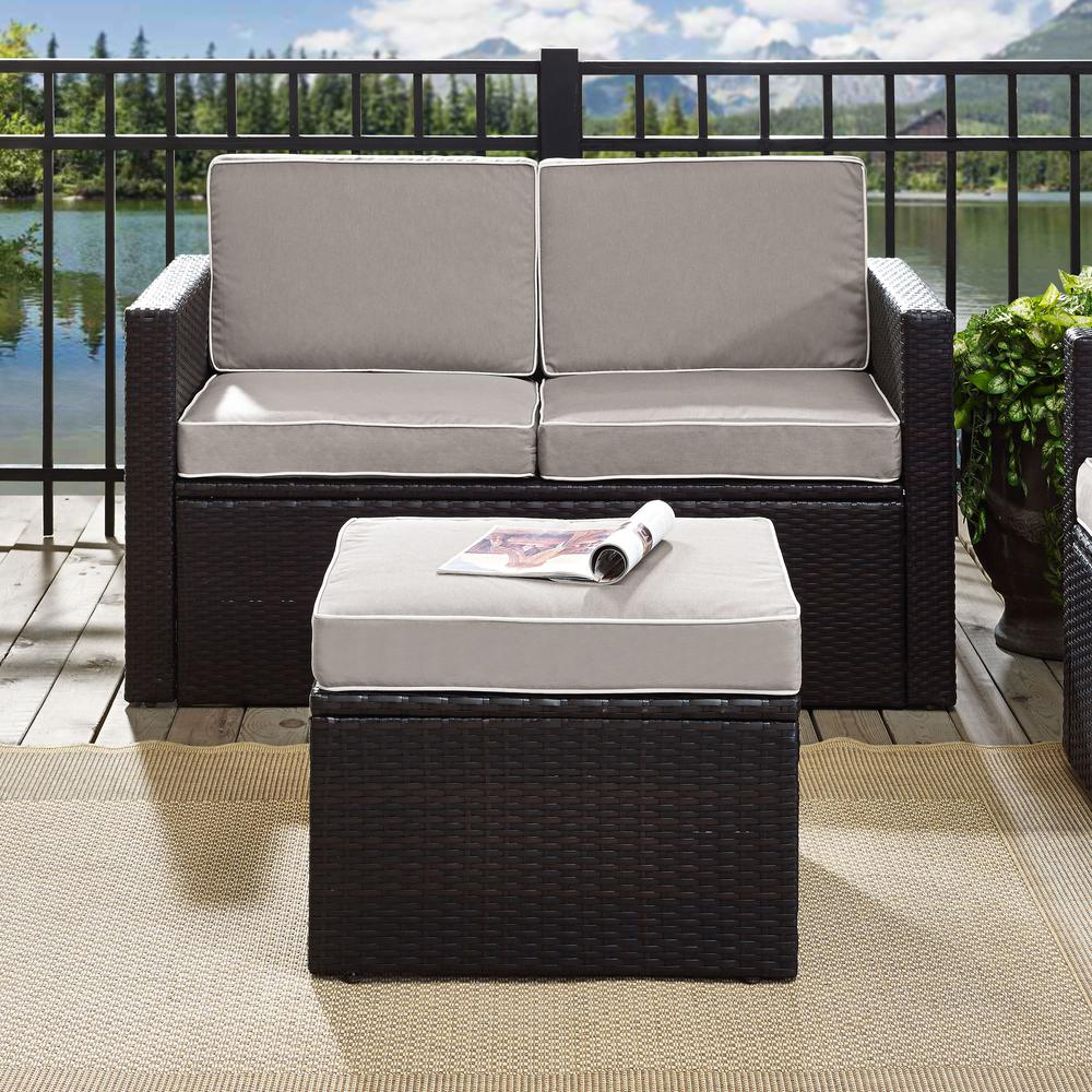 Palm Harbor Outdoor Wicker Ottoman Gray/Brown