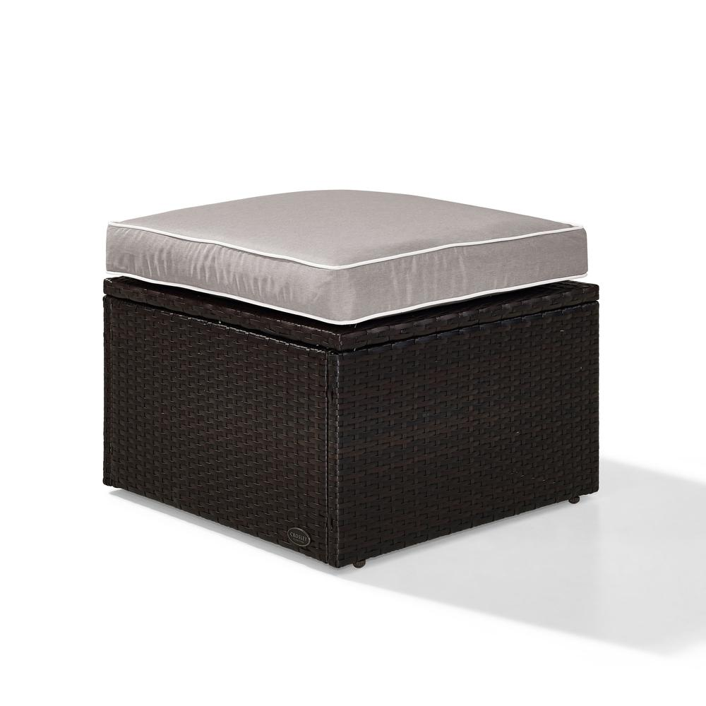 Palm Harbor Outdoor Wicker Ottoman Gray/Brown