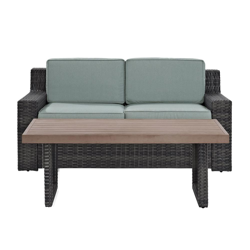 Beaufort 2Pc Outdoor Wicker Chat Set Mist/Brown - Loveseat & Coffee Table