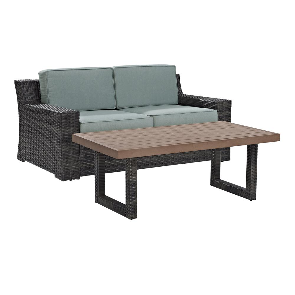 Beaufort 2Pc Outdoor Wicker Chat Set Mist/Brown - Loveseat & Coffee Table