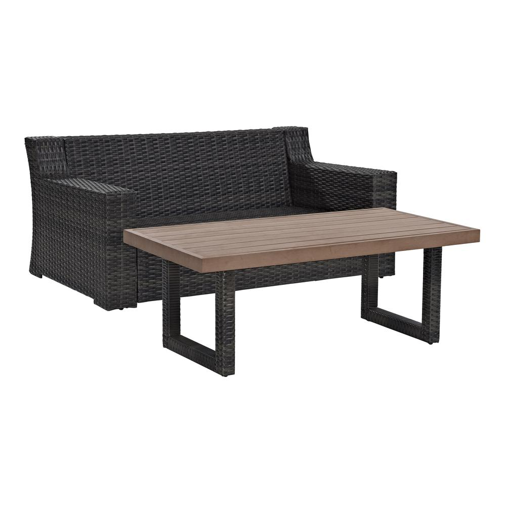 Beaufort 2Pc Outdoor Wicker Chat Set Mist/Brown - Loveseat & Coffee Table