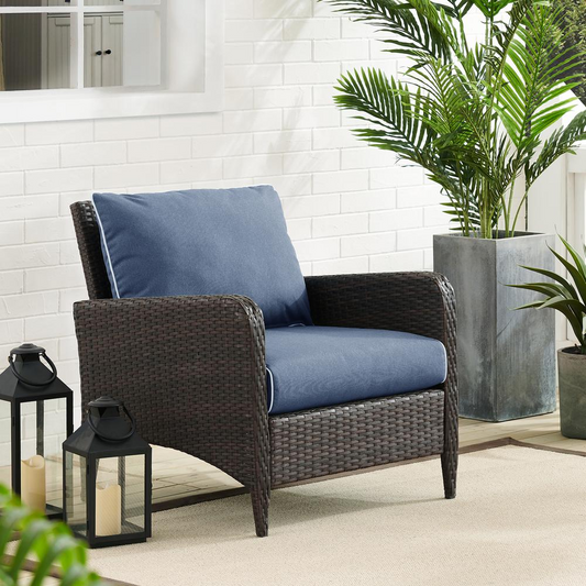 Kiawah Outdoor Wicker Armchair Blue/Brown