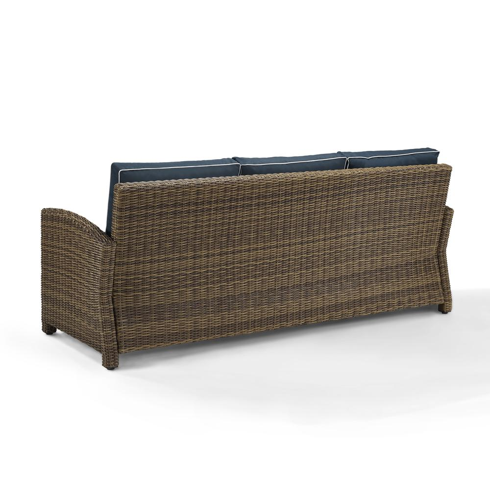 Bradenton Outdoor Wicker Sofa Navy/Weathered Brown