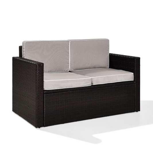 Palm Harbor Outdoor Wicker Loveseat Gray/Brown