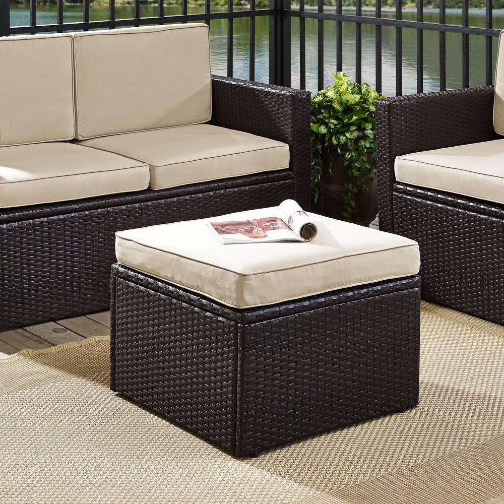 Palm Harbor Outdoor Wicker Ottoman Sand/Brown