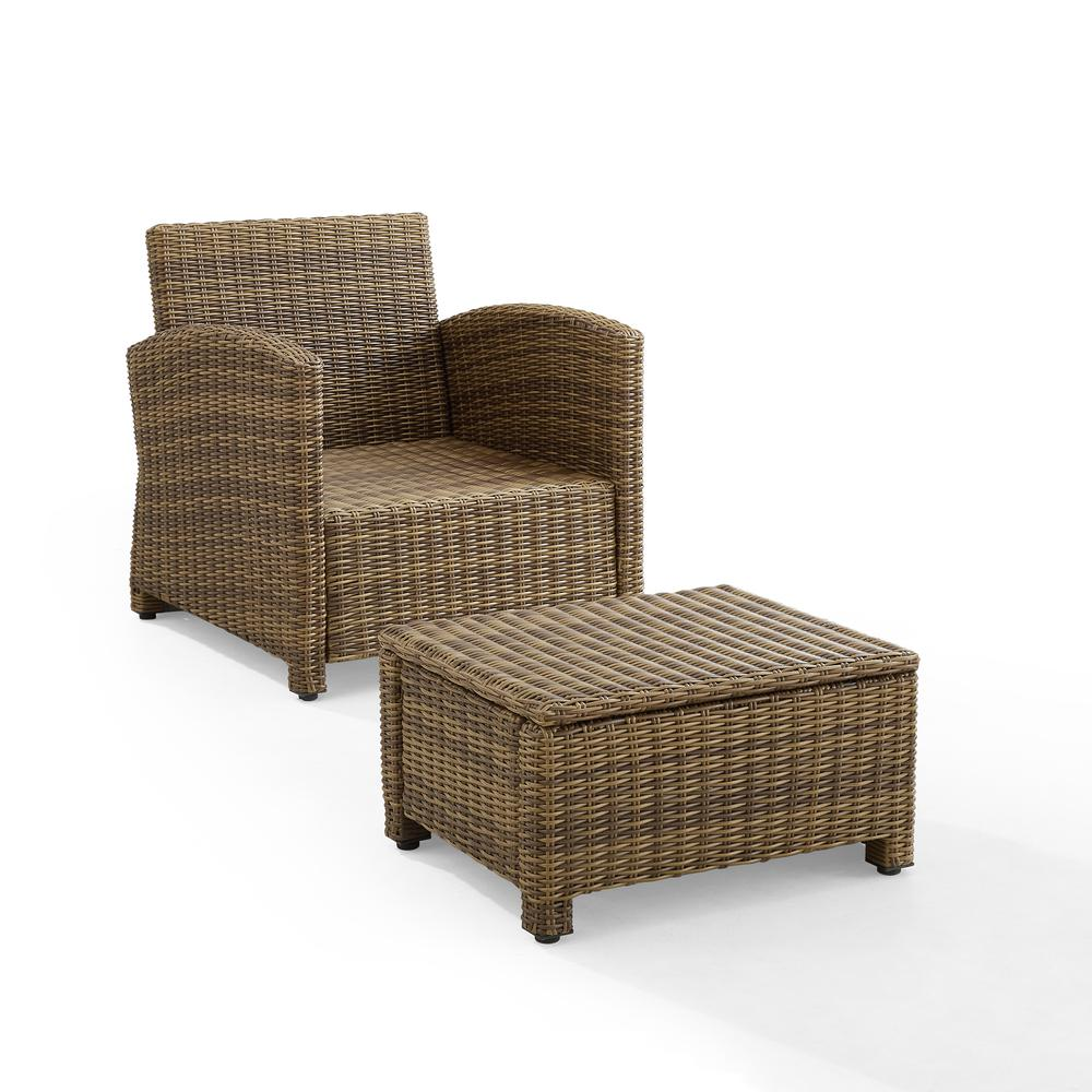 Bradenton 2Pc Outdoor Wicker Armchair Set Sangria/ Weathered Brown - Armchair & Ottoman