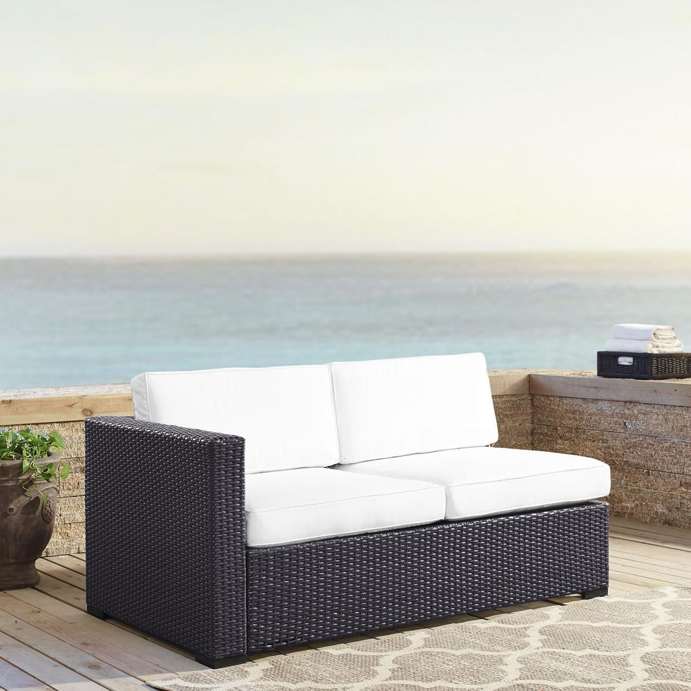 Biscayne Outdoor Wicker Sectional Loveseat White/Brown