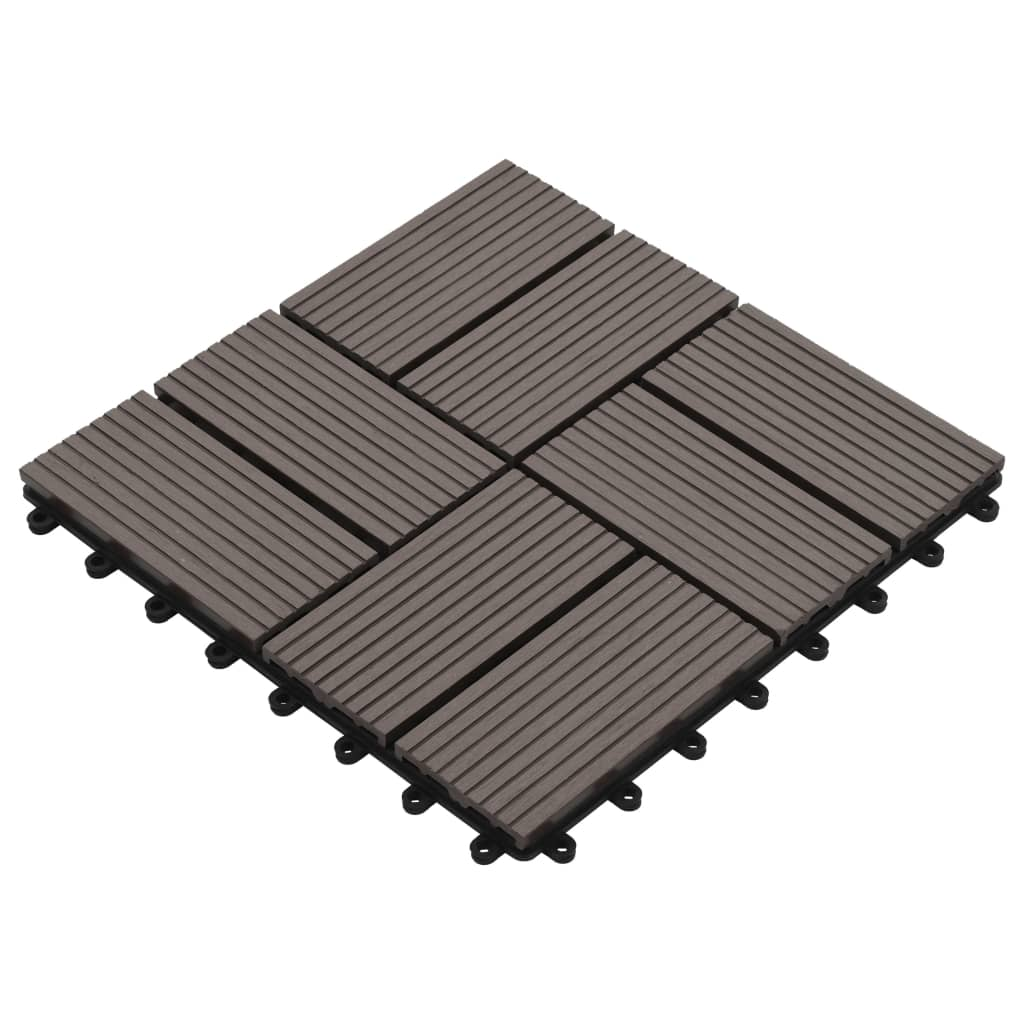 vidaXL 11 pcs Decking Tiles WPC 11.8"x11.8" 1 sqm Dark Brown