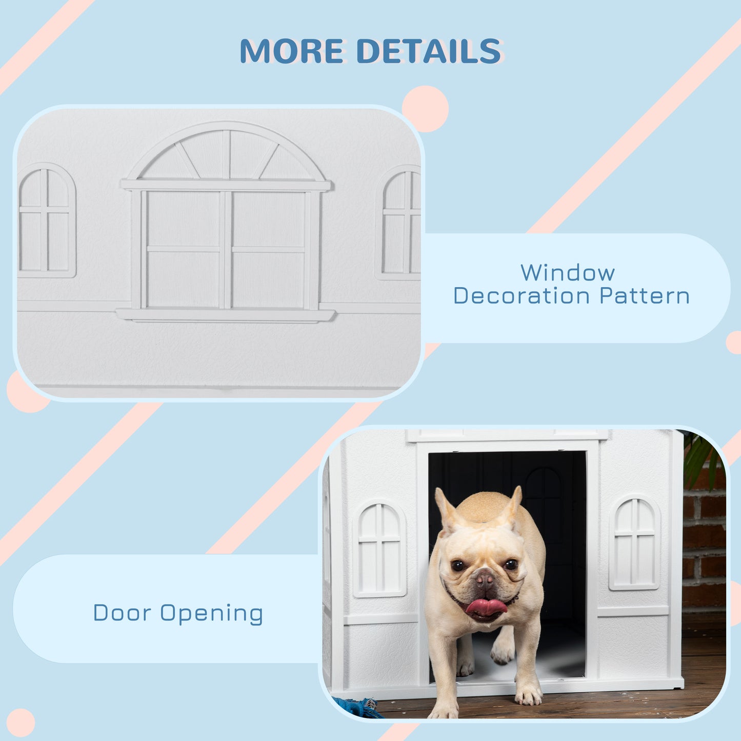 PawHut Plastic Dog House, Water Resistant Puppy Shelter Indoor Outdoor with Door, Easy to Assemble, for Medium and Small Dogs, Gray