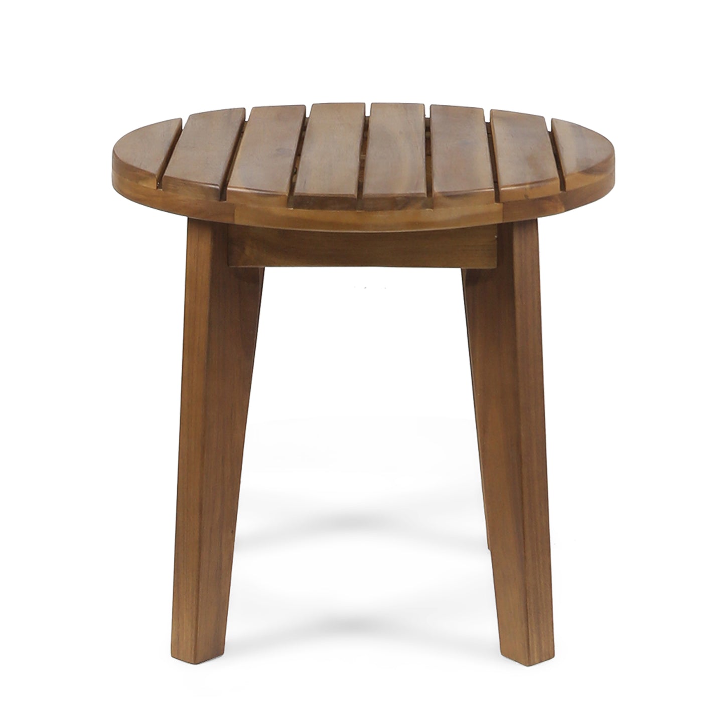 Outdoor 16" Acacia Wood Side Table, Teak Finish