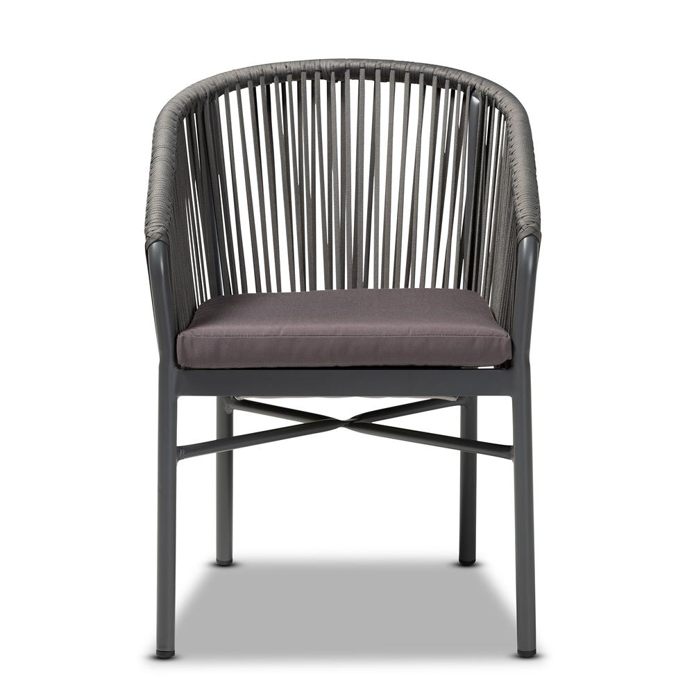 Marcus Modern and Contemporary Grey Finished Rope and Metal Outdoor Dining Chair