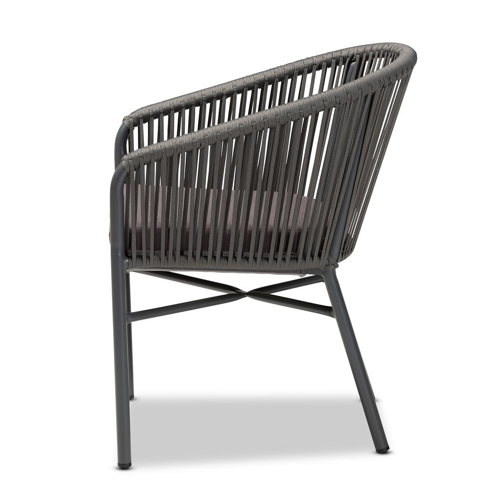 Marcus Modern and Contemporary Grey Finished Rope and Metal Outdoor Dining Chair