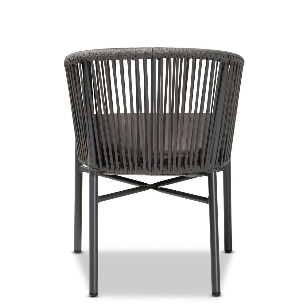 Marcus Modern and Contemporary Grey Finished Rope and Metal Outdoor Dining Chair