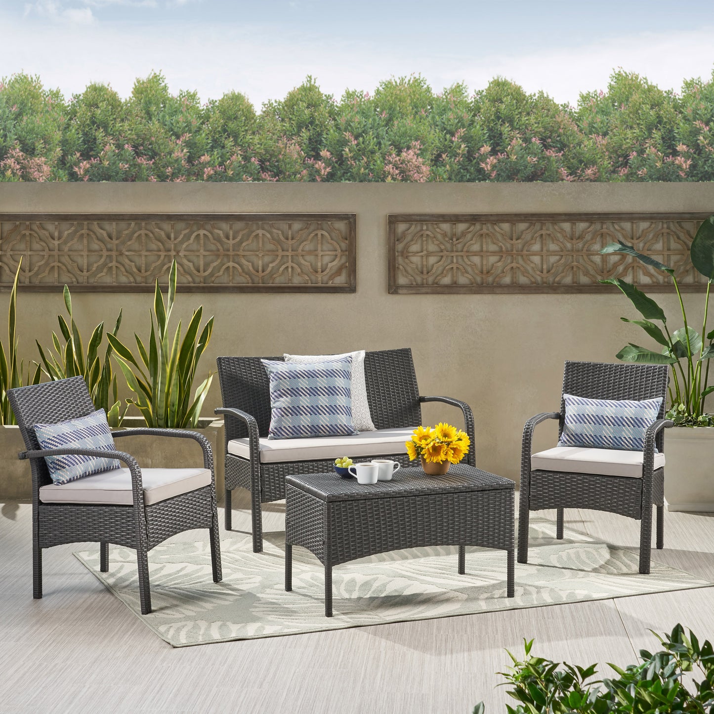 CORDOBA KD WICKER 4 PC CHAT SET