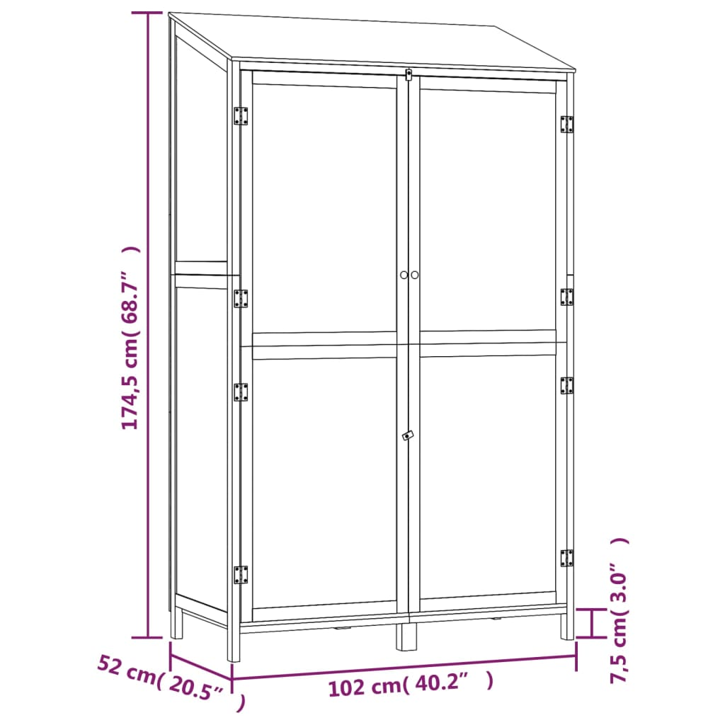 vidaXL Garden Shed Brown 40.2"x20.5"x68.7" Solid Wood Fir