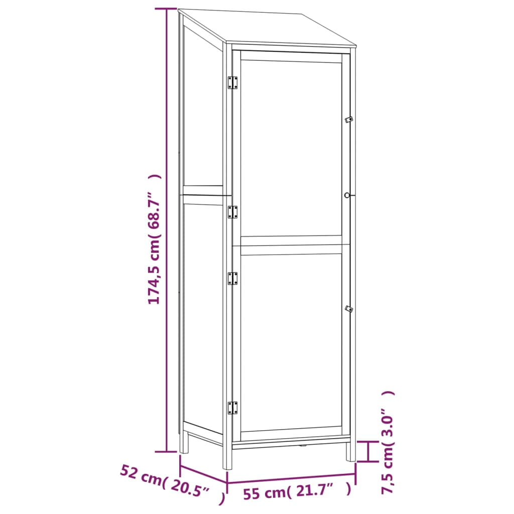 vidaXL Garden Shed 21.7"x20.5"x68.7" Solid Wood Fir