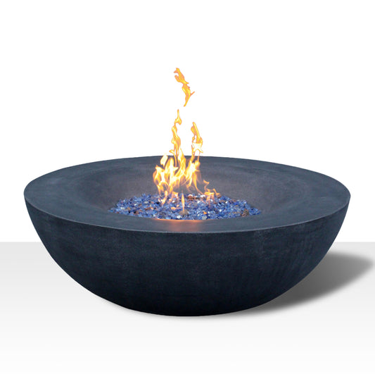 42 Inch Outdoor Concrete Propane gas Fire Pit bowl in Dark Gray color