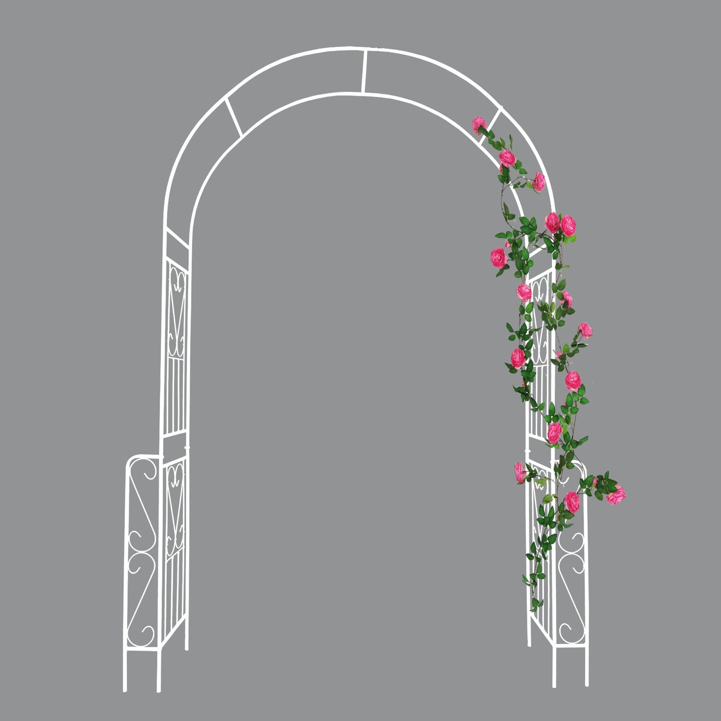 Metal Garden Arch W55'' x H94.5'' Garden Arbor Trellis Climbing Plants Support Rose Arch Outdoor Arch Cream White