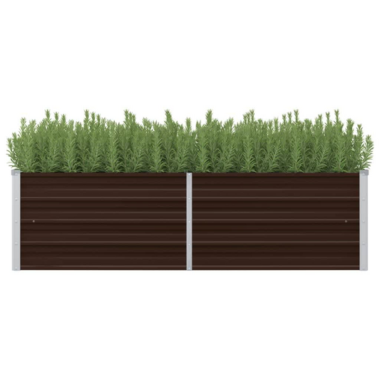 vidaXL Garden Raised Bed Brown 63"x15.7"x17.7" Galvanized Steel