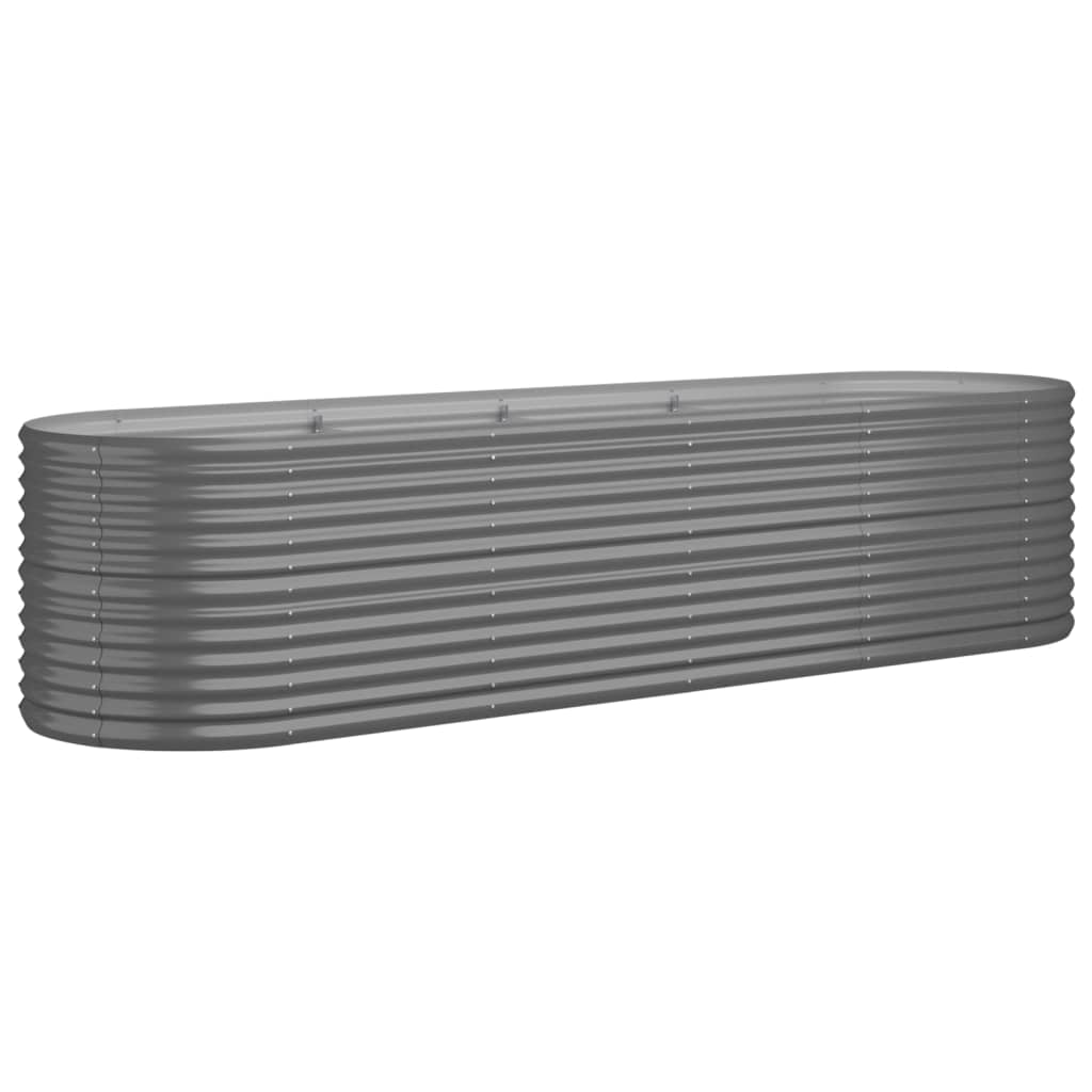 vidaXL Garden Raised Bed Powder-coated Steel 116.5"x31.5"x26.8" Gray