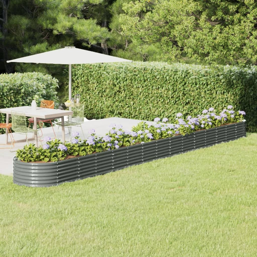 vidaXL Garden Raised Bed Powder-coated Steel 244.1"x31.5"x14.2" Gray