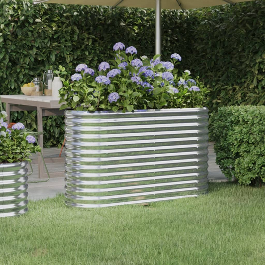 vidaXL Garden Raised Bed Powder-coated Steel 44.9"x15.7"x26.8" Silver