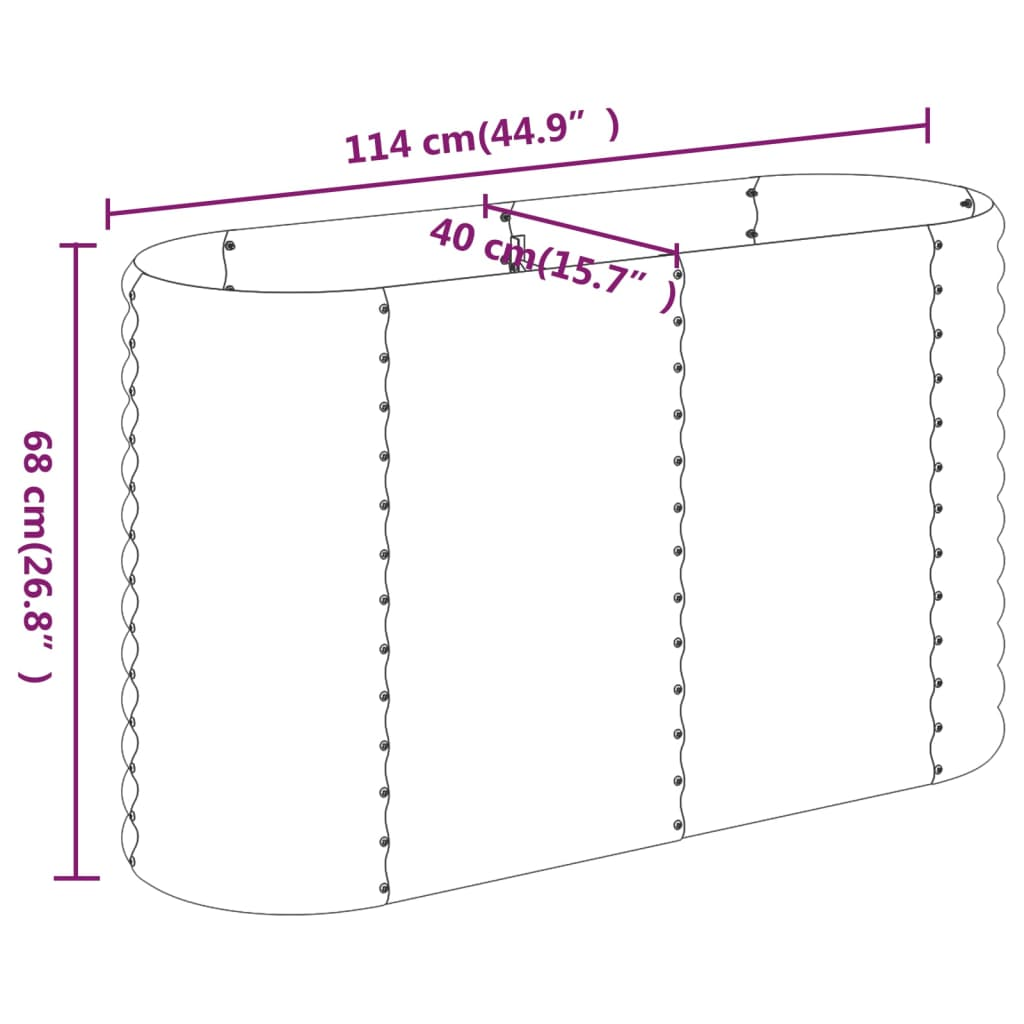 vidaXL Garden Raised Bed Powder-coated Steel 44.9"x15.7"x26.8" Silver