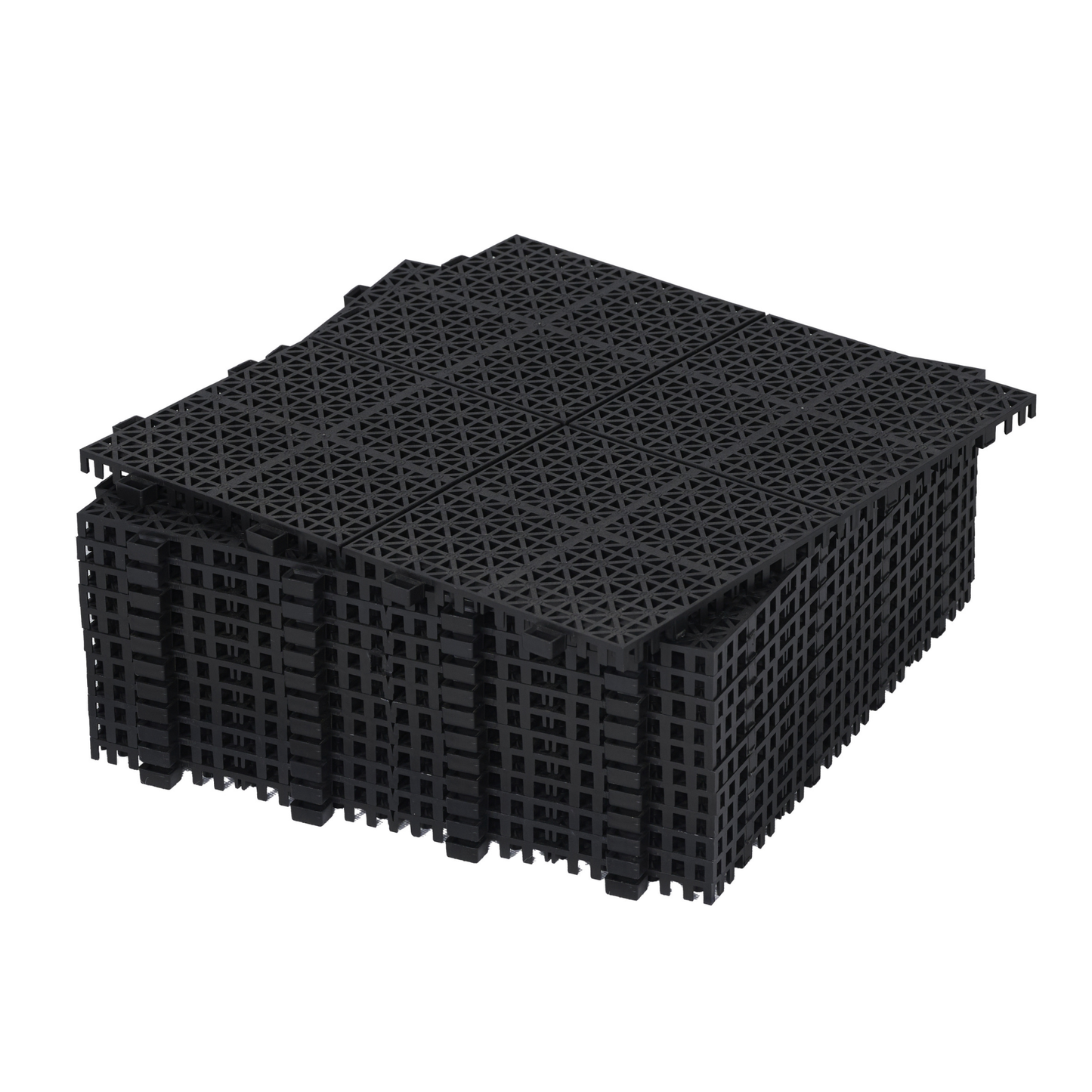 12 x 12 Inch Black Interlocking Deck Tiles Plastic Waterproof Outdoor All Weather Anti-slip Bathroom Shower Balcony Porch Strong Weight Capacity Upto 6613 LBS, Rosette Pattern Pack of 12