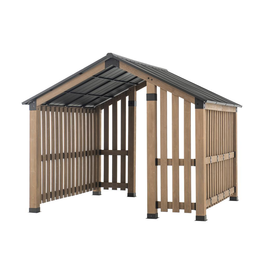 SummerCove Sienna 11 ft. x 11 ft. Cedar Wood Framed Hot Tub Gazebo with Steel Hardtop