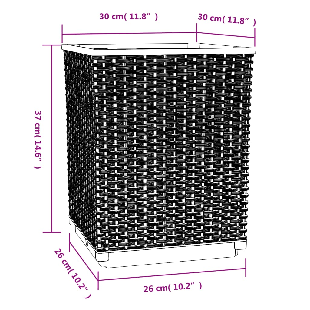 vidaXL Planters 2 pcs Black 11.8"x11.8"x14.6" Polypropylene