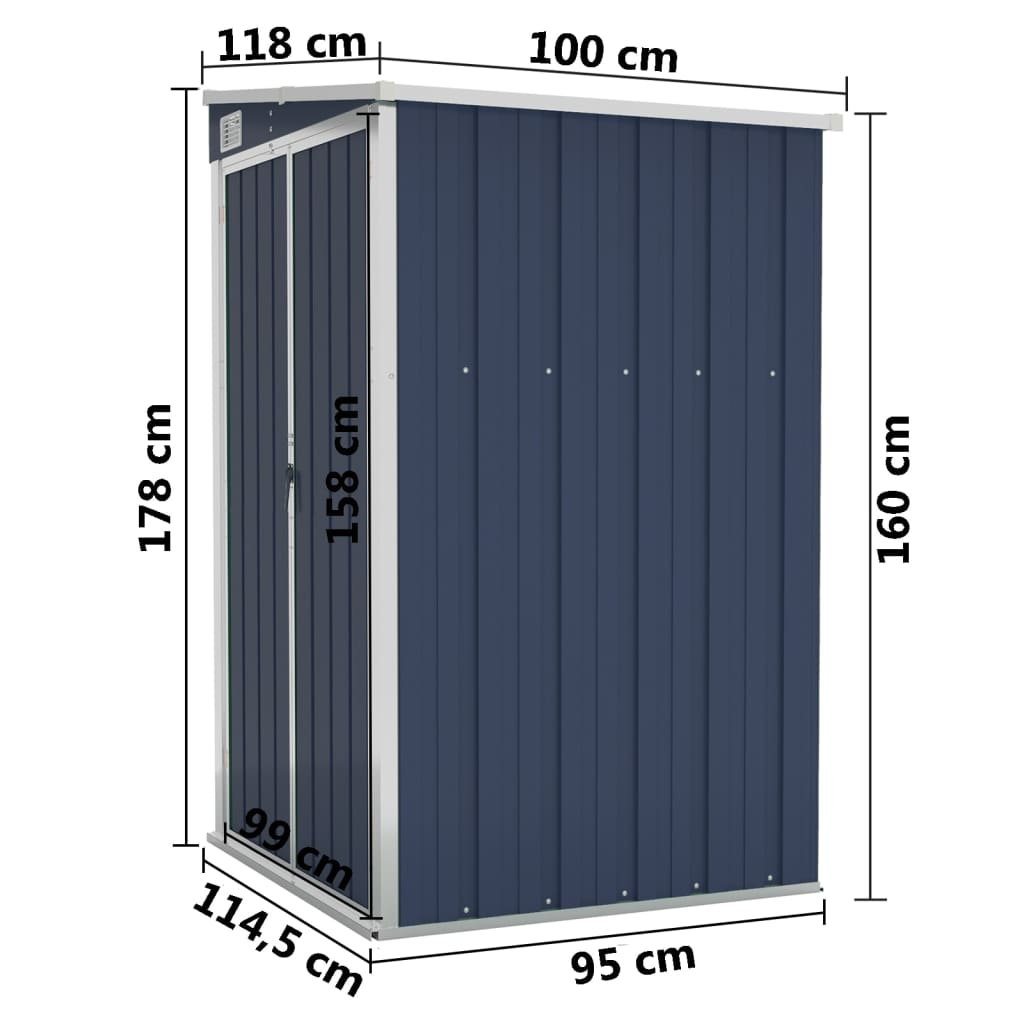 vidaXL Wall-mounted Garden Shed Anthracite 46.5"x39.4"x70.1" Steel