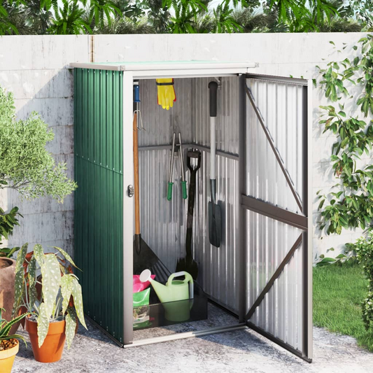 vidaXL Garden Tool Shed Green 34.6"x35"x63.4" Galvanized Steel