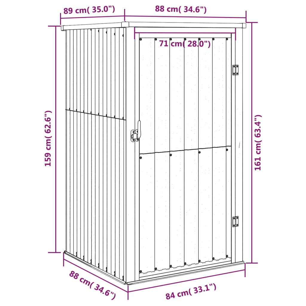 vidaXL Garden Tool Shed Green 34.6"x35"x63.4" Galvanized Steel