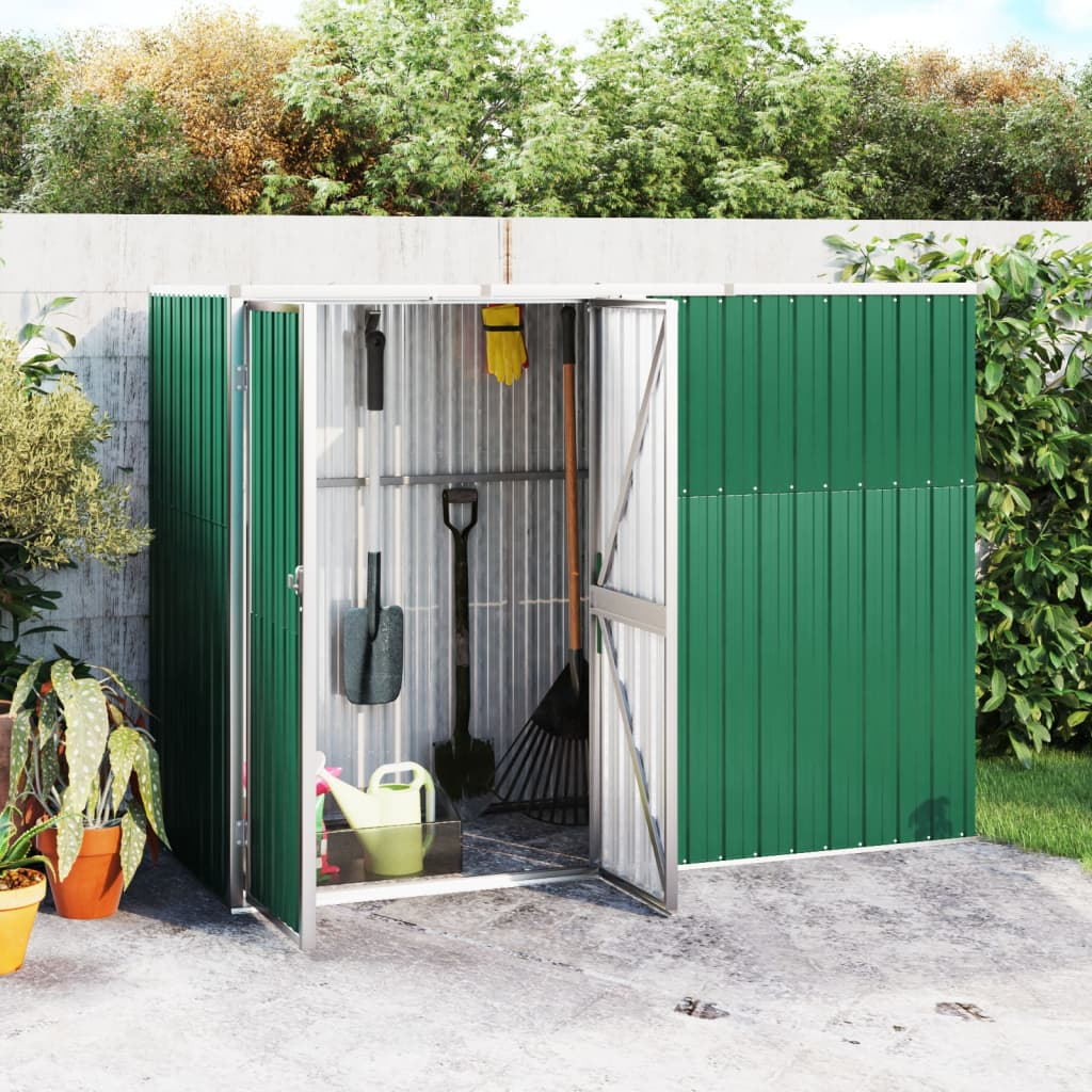 vidaXL Garden Tool Shed Green 88.6"x35"x63.4" Galvanized Steel