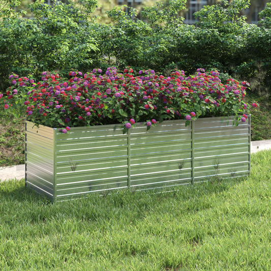 vidaXL Garden Raised Bed 94.5"x31.5"x30.3" Galvanized Steel Silver