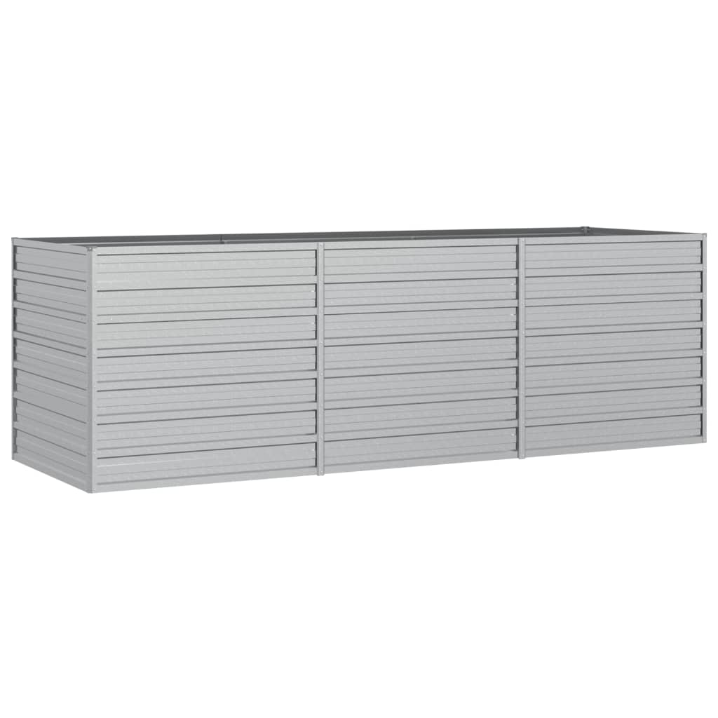 vidaXL Garden Raised Bed 94.5"x31.5"x30.3" Galvanized Steel Silver